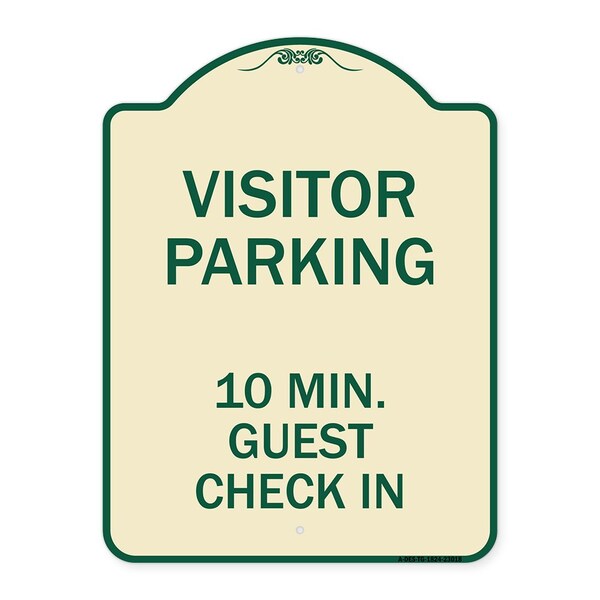 Signmission Reserved Parking Visitor Parking 10 Min. Guest Check In Heavy-Gauge Alum, 24" x 18", TG-1824-23018 A-DES-TG-1824-23018 - main